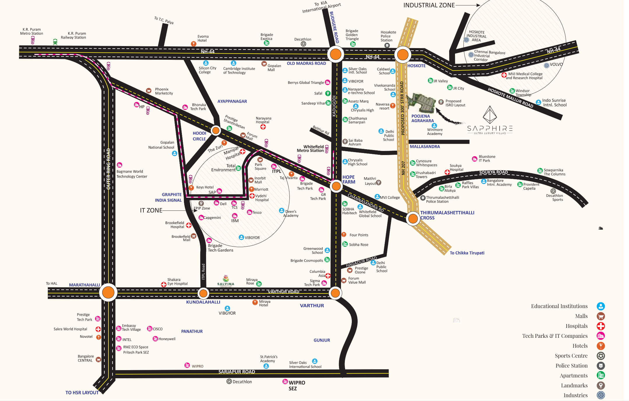 Daiwik Sapphire Villas in Whitefield Location Map